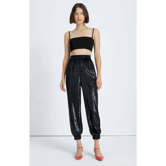 7 FOR ALL MANKIND Luxe Elastic Waist Jogger in Black Shine // M - Picture 1 of 14